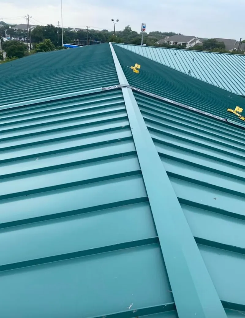 Green commercial metal roof ridge and valley for Metal Roof Repair in Bay Harbor Islands